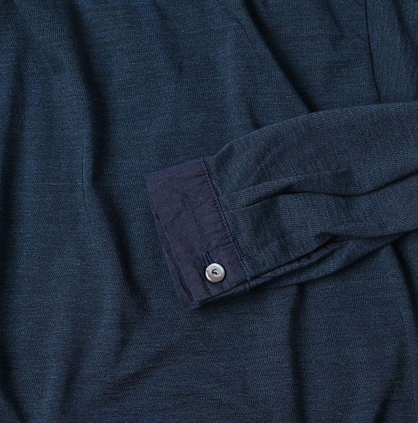 Indigo Supima Tenjiku 908 Star Long Sleeve T-shirt Detail