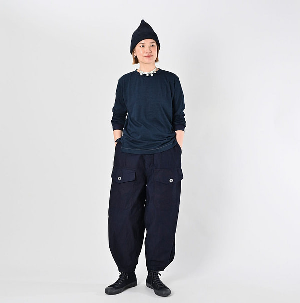 Indigo Supima Tenjiku 908 Star Long Sleeve T-shirt Female Model