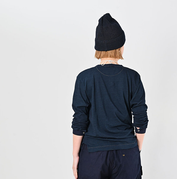 Indigo Supima Tenjiku 908 Star Long Sleeve T-shirt Female Model