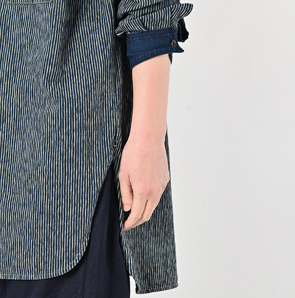 Indigo Hickory Tenjiku Grandpa Pull Shirt Detail