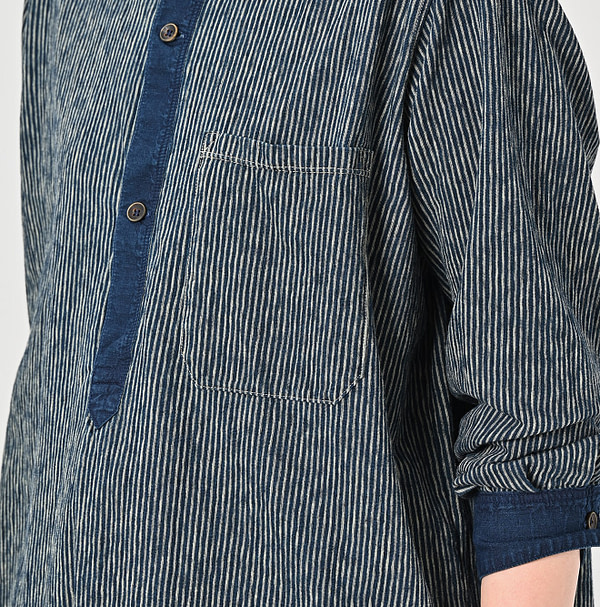 Indigo Hickory Tenjiku Grandpa Pull Shirt Detail