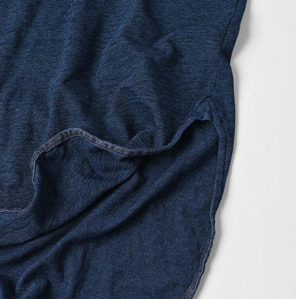 Indigo Denim Cutwork x Tenjiku Grandma Pull Shirt Detail
