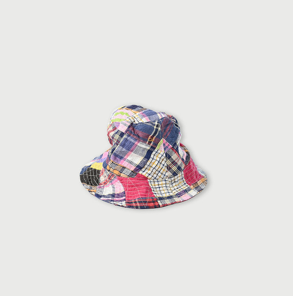 Indian Linen Madras Patchwork Hat Red Patchwork