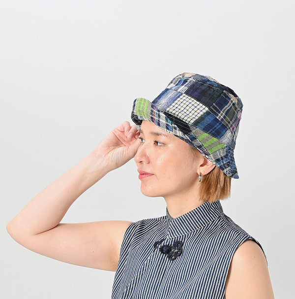 Indian Linen Madras Patchwork Hat Female Model
