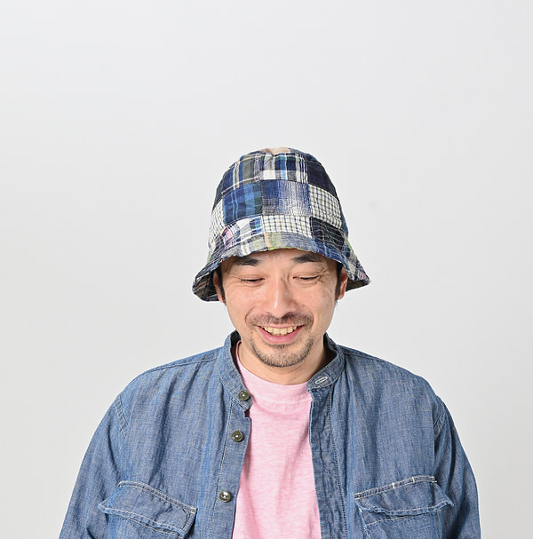 Indian Linen Madras Patchwork Hat Male Model