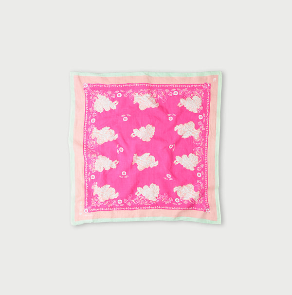 Khadi Block Print Big Bandana Pink