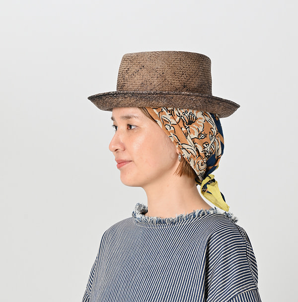 Khadi Block Print Big Bandana Golden Female Model