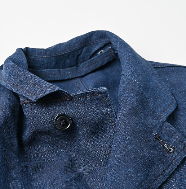 Indigo Linen Cloth Nîmes Jacket Detail