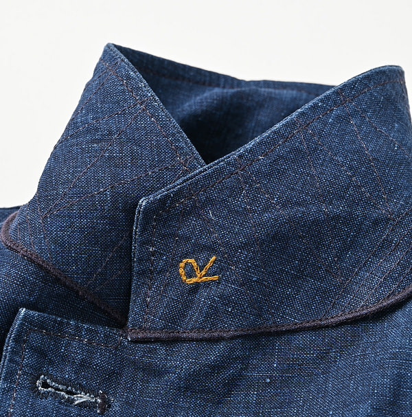 Indigo Linen Cloth Nîmes Jacket Detail