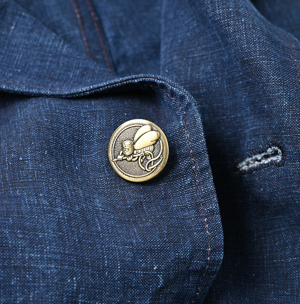 Indigo Linen Cloth Nîmes Jacket Detail