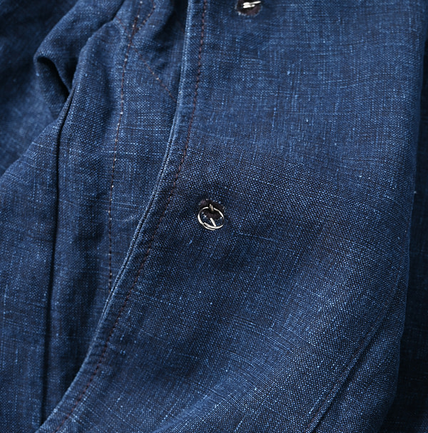 Indigo Linen Cloth Nîmes Jacket Detail