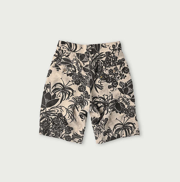 Linen Lotus Print Nîmes Short Pants MEN Back