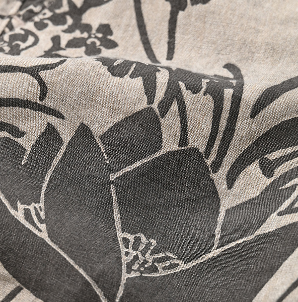 Linen Lotus Print Nîmes Short Pants MEN Detail