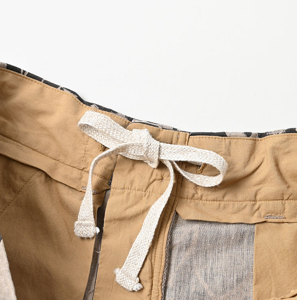 Linen Lotus Print Nîmes Short Pants MEN Detail