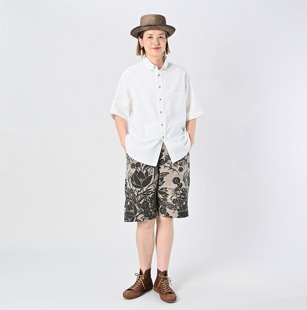 Indian Khadi OX Ocean Half Sleeve Shirt MEN Female Model