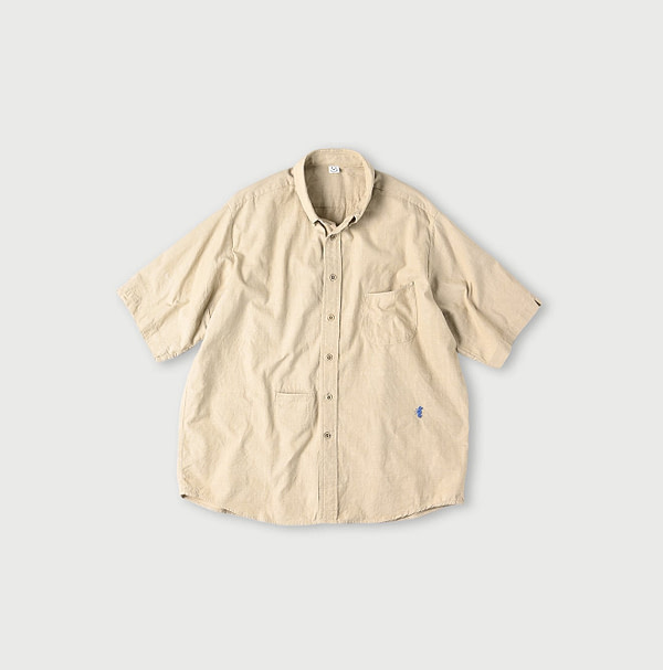 Indian Khadi OX Ocean Half Sleeve Shirt MEN Beige Chambray 1