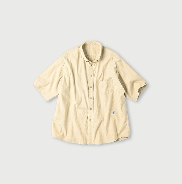 Indian Khadi OX Ocean Half Sleeve Shirt MEN Beige Chambray 2