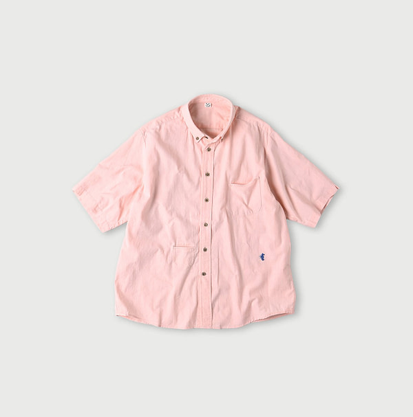 Indian Khadi OX Ocean Half Sleeve Shirt MEN Pink Chambray