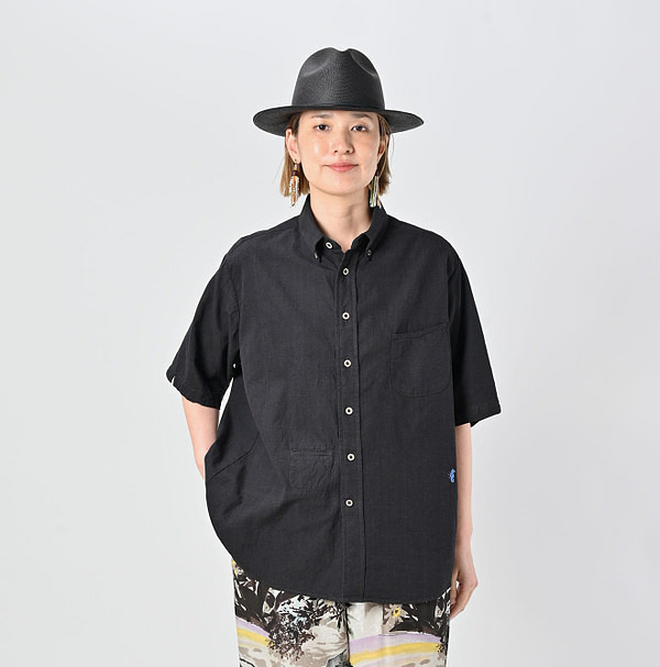 Indian Khadi OX Ocean Half Sleeve Shirt MEN Female Model