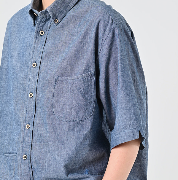 Ai Indian Khadi OX Ocean Half Sleeve Shirt MEN Detail
