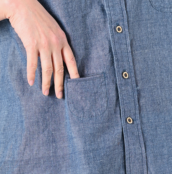 Ai Indian Khadi OX Ocean Half Sleeve Shirt MEN Detail
