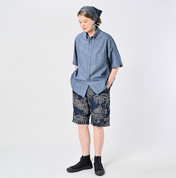 Ai Indian Khadi OX Ocean Half Sleeve Shirt MEN Female Model