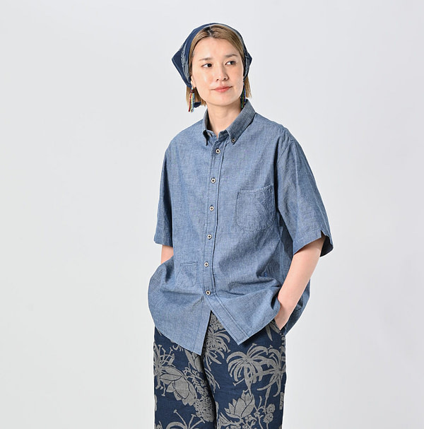 Ai Indian Khadi OX Ocean Half Sleeve Shirt MEN Female Model