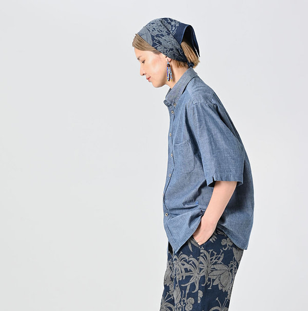 Ai Indian Khadi OX Ocean Half Sleeve Shirt MEN Female Model