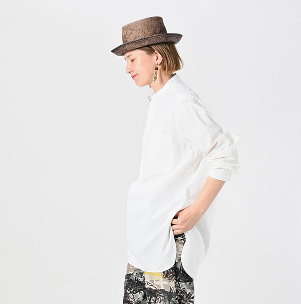 Indian Khadi OX 908 Stand Collar Grandpa Pull Shirt Female Model