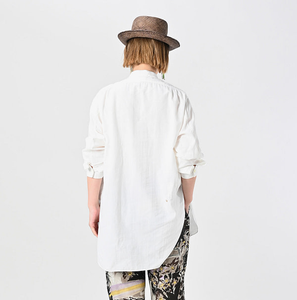 Indian Khadi OX 908 Stand Collar Grandpa Pull Shirt Female Model