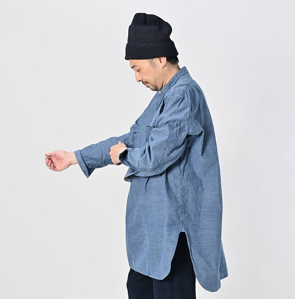 Ai Indian Khadi OX 908 Stand Collar Grandpa Pull Shirt Male Model