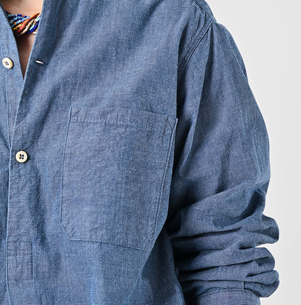 Ai Indian Khadi OX 908 Stand Collar Grandpa Pull Shirt Detail