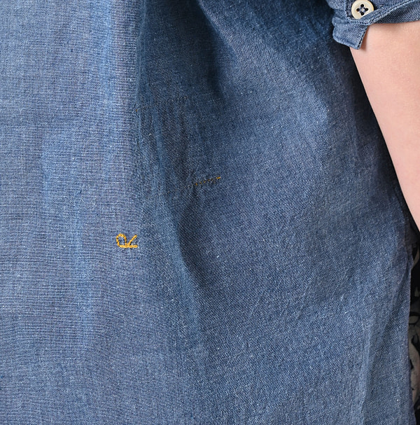 Ai Indian Khadi OX 908 Stand Collar Grandpa Pull Shirt Detail