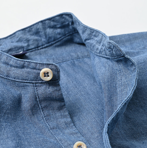 Ai Indian Khadi OX 908 Stand Collar Grandpa Pull Shirt Detail