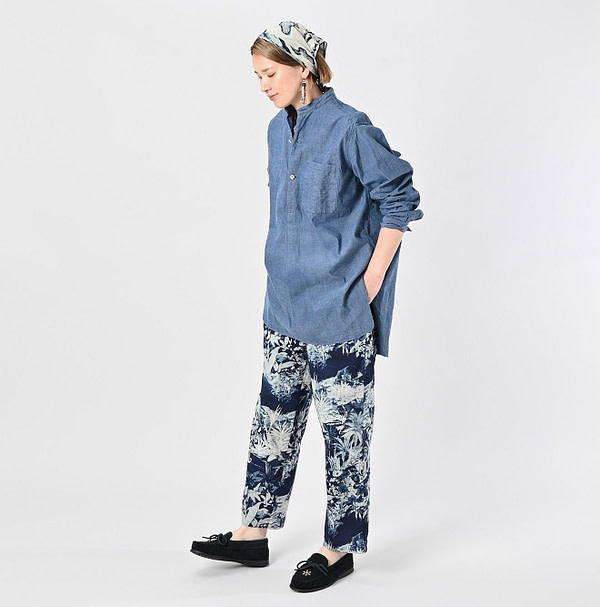Ai Indian Khadi OX 908 Stand Collar Grandpa Pull Shirt Female Model