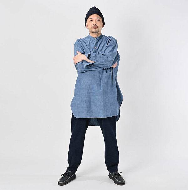 Ai Indian Khadi OX 908 Stand Collar Grandpa Pull Shirt Male Model