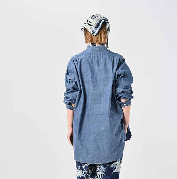 Ai Indian Khadi OX 908 Stand Collar Grandpa Pull Shirt Female Model