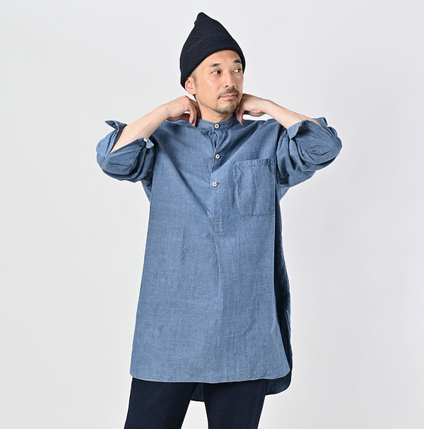 Ai Indian Khadi OX 908 Stand Collar Grandpa Pull Shirt Male Model