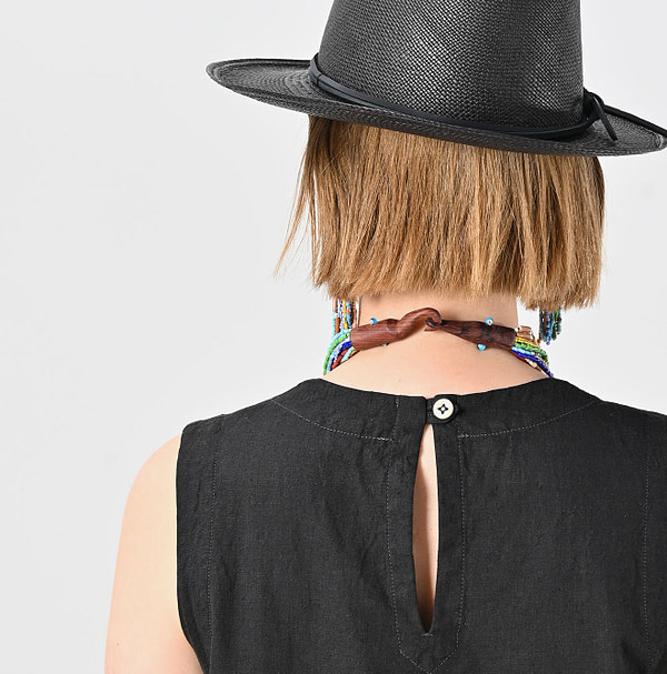 Indian Khadi OX Sleeveless Poyon Dress Detail