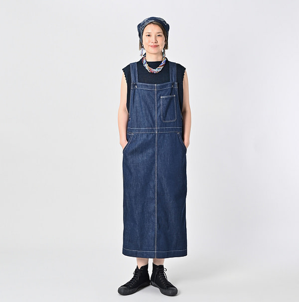 Mon-petit Denim Over Skirt Nou Female Model
