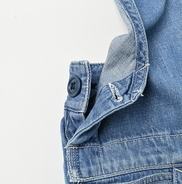 Mon-petit Denim Over Skirt Tan Detail