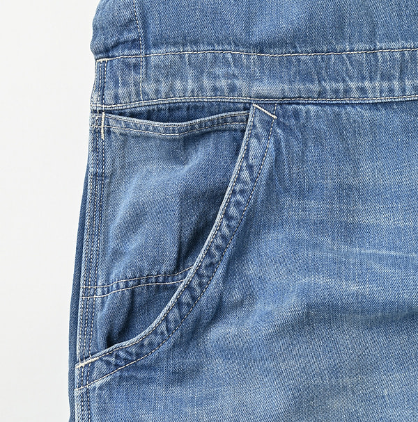 Mon-petit Denim Over Skirt Tan Detail