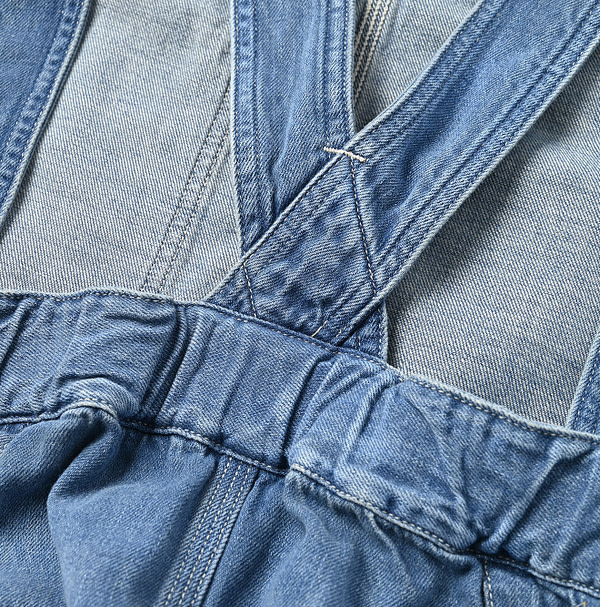 Mon-petit Denim Over Skirt Tan Detail