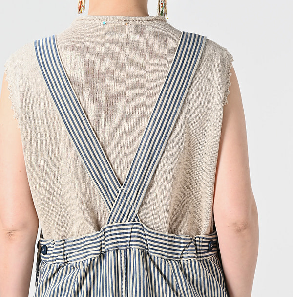 Mon-petit Denim Over Skirt Tan Detail