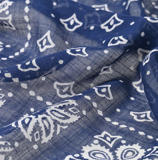 Navy Gauze Ginkgo-tatami Bandana Detail