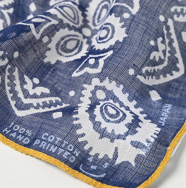 Navy Gauze Ginkgo-tatami Bandana Detail