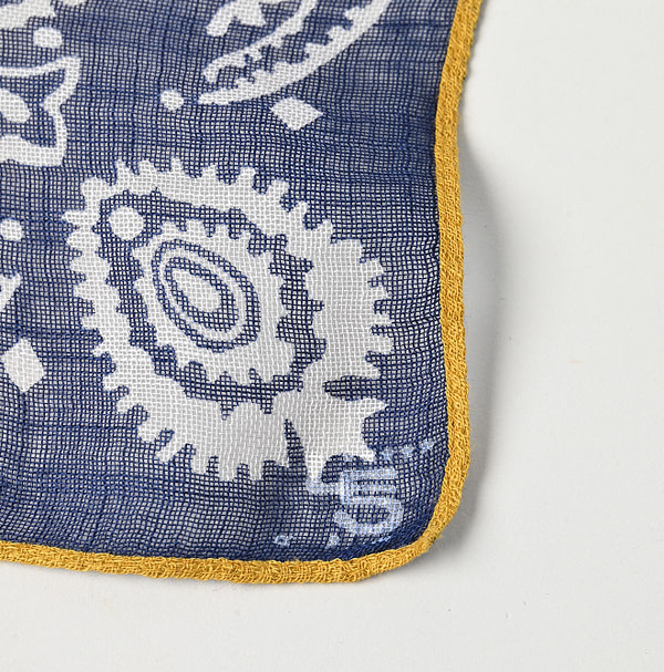 Navy Gauze Ginkgo-tatami Bandana Detail