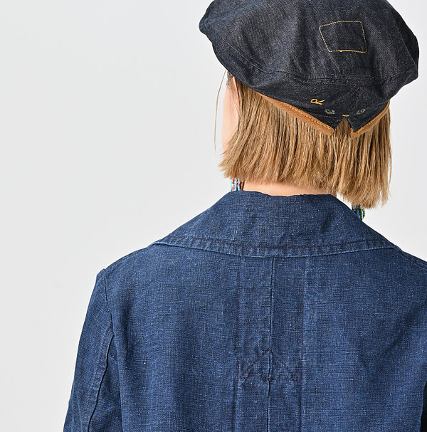 Indigo Linen Cloth Annie W Jacket Detail
