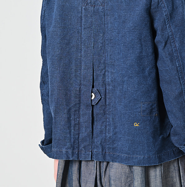 Indigo Linen Cloth Annie W Jacket Detail
