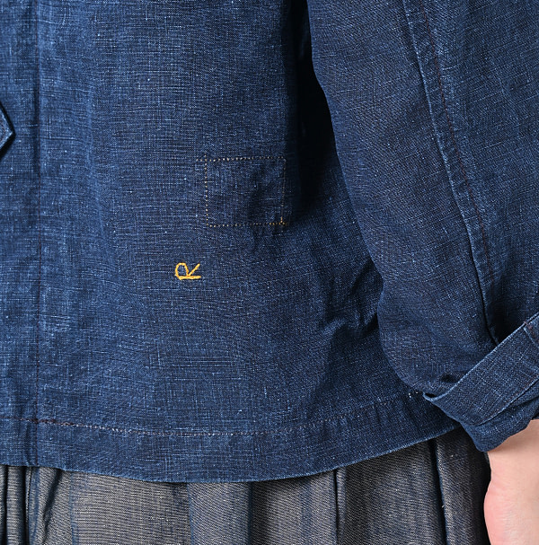 Indigo Linen Cloth Annie W Jacket Detail